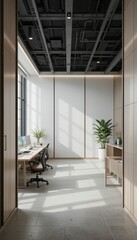 Poster - Modern Office Interior with Natural Light and Minimalist Design