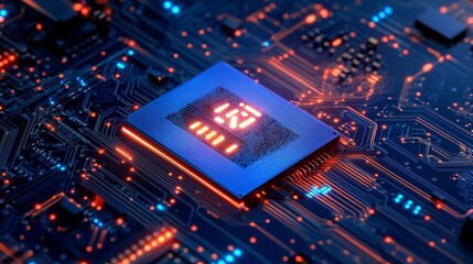 Poster - advanced technology microchip circuit board digital design futuristic technology innovation modern p