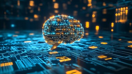 Poster - Digital Brain Circuitry Abstract Technology Background Futuristic Artificial Intelligence Neural Network Concept Innovative Data Processing System    