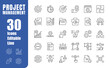 © Frank - Set of editable project management icons. Tasks, planning, teams, administration, supervision and more. Modern-style vector illustration