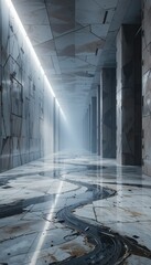 Poster - Futuristic Hallway with Abstract Architectural Design and Lighting
