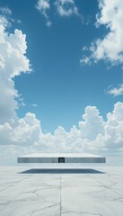 Poster - Minimalist Architectural Structure with Open Sky and Clouds