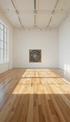 Poster - Minimalist Art Gallery Interior with Natural Light and Wooden Floor