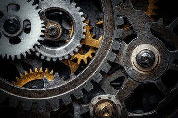 Poster - Intricate arrangement of clock gears showcasing craftsmanship and design in mechanical engineering
