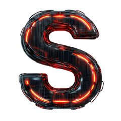 Poster - Illuminated Letter S: A futuristic rendering of the letter 'S' with glowing red accents and a sleek, dark metallic texture for a high-tech look.