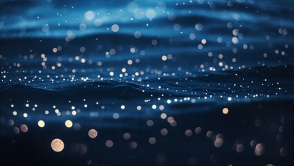 Poster - Glittering water surface reflecting light during a tranquil evening hour near a calm shore