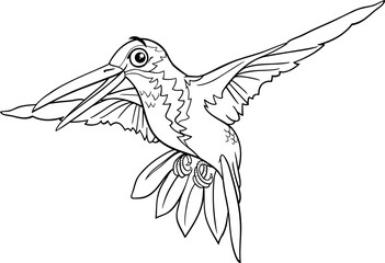 Wall Mural - funny cartoon hummingbird bird animal character coloring page