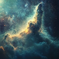 Wall Mural - stunning cosmic cloud formation illuminated by distant stars in a vibrant galaxy