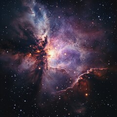 Wall Mural - colorful nebula shines in deep space, showcasing cosmic clouds and bright stars