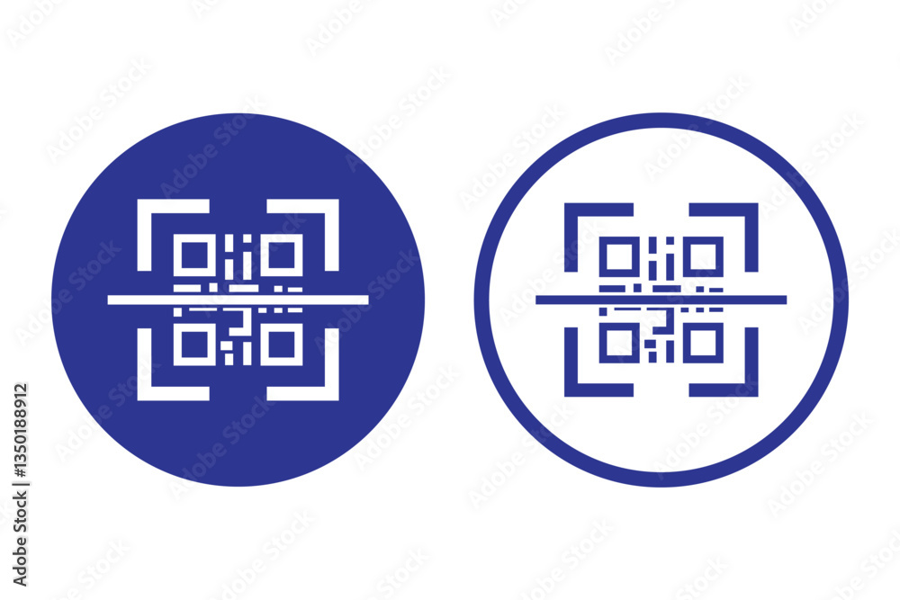 Scan qr code icon set, scanning code sign. Code scanner icon. barcode ...