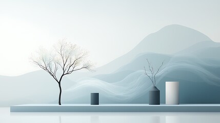 Poster - Minimalist Asian-inspired landscape