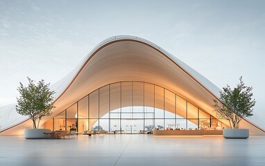 Aufkleber - Modern architectural building with flowing roof
