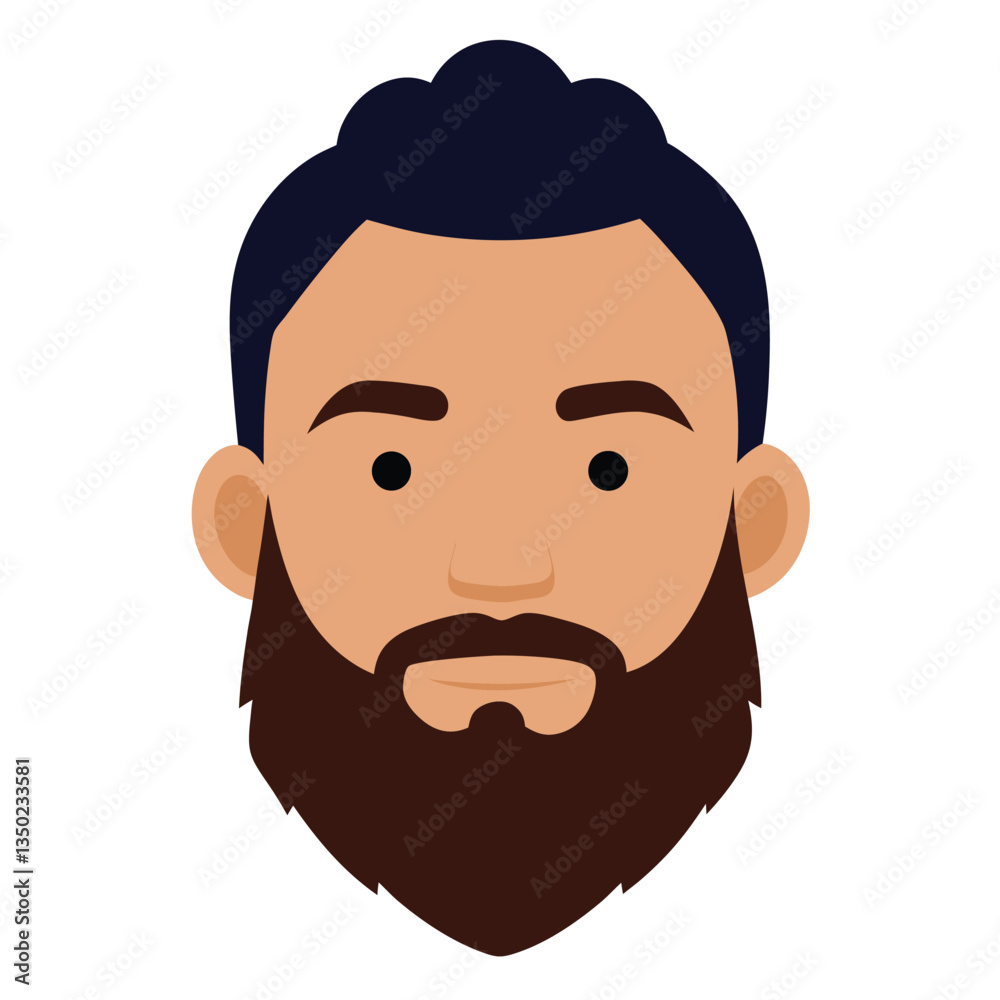 cartoon man face with beard and mustache vector illustration Stock ...