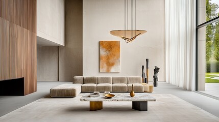 Poster - Modern living room with art and lighting