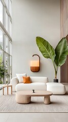 Poster - Modern living room with large banana plant