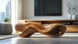 © dextro - Sculptural Wooden Bench in Modern Living Room