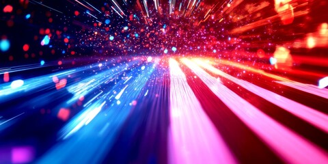 Aufkleber - Vibrant streaks of light fill the scene with dynamic energy. This abstract image showcases a blend of colors moving rapidly. Perfect for digital art, backgrounds, and visual effects. AI
