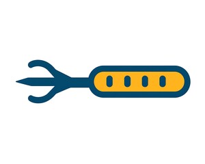 Poster - Three-pronged tool, yellow handle, isolated