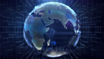 global internet security concept with binary code