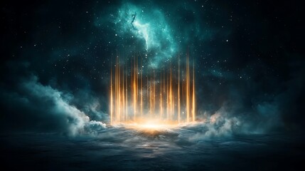 Aufkleber - Mystical night landscape with glowing pillars