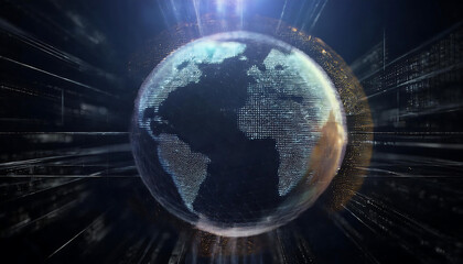 global internet security concept with binary code