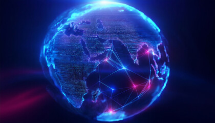 global internet security concept with binary code