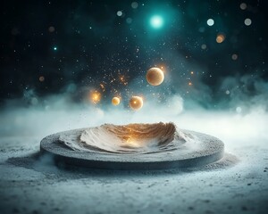 Poster - Abstract space scene, celestial bodies