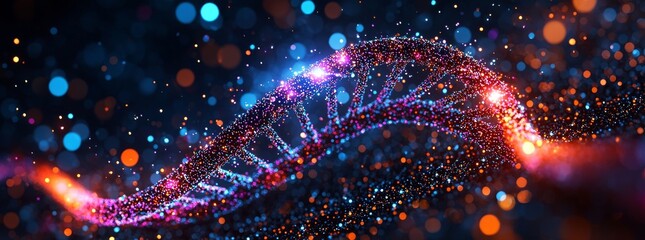 Poster - Genetic science and DNA are intertwined with the concept of the double helix, cells, and genetic biology, forming the foundation of medical biotechnology and bio