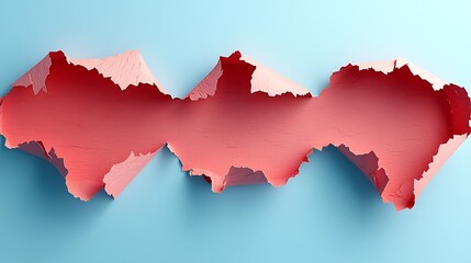 Poster - Torn Coral Paper, Blue Background