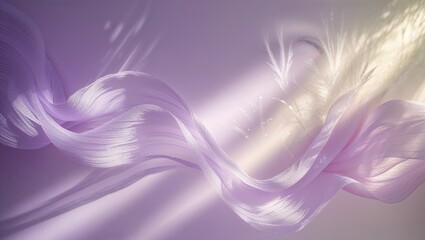 Poster - Delicate silk ribbon flowing gracefully in soft lighting with pastel hues in a serene setting