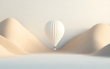 Poster - Minimalist hot air balloon landscape