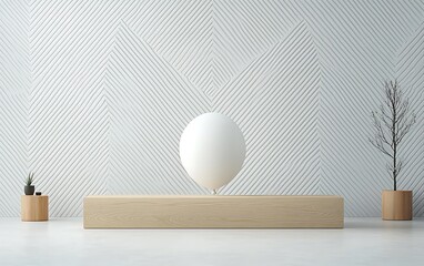 Aufkleber - Minimalist wooden podium with sphere