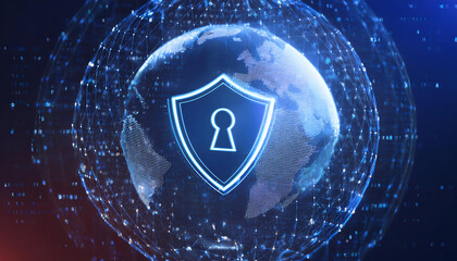 global internet security concept with binary code