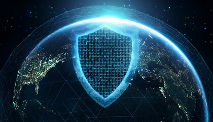 global internet security concept with binary code