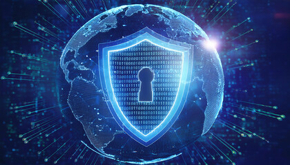 global internet security concept with binary code
