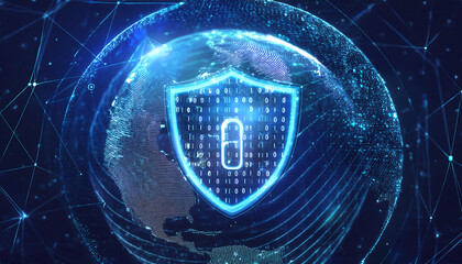 global internet security concept with binary code