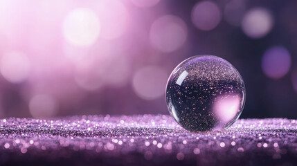 Wall Mural - Enchanted celestial glass orb with starlit reflections in purple glow