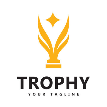 Trophy cup vector logo template concept illustration