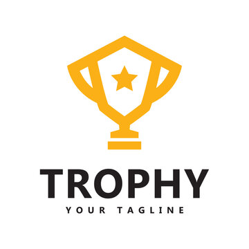 Trophy cup vector logo template concept illustration