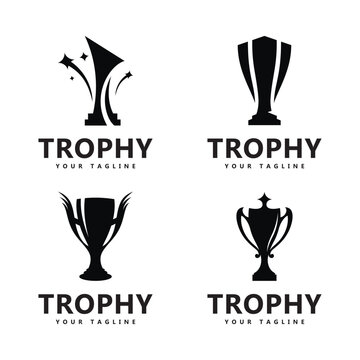 Trophy cup vector logo template concept illustration