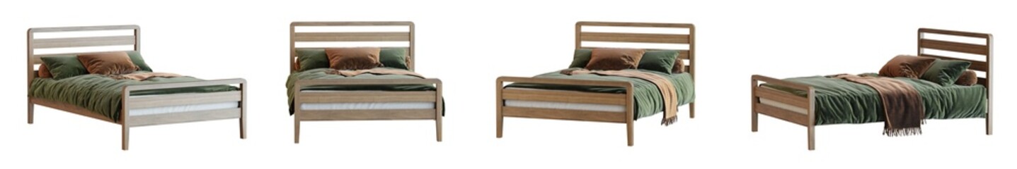 Poster - Bed isolated on transparent background. 3D render.