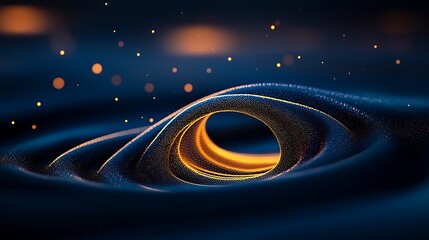 Wall Mural - swirling golden vortex of particles in dark blue