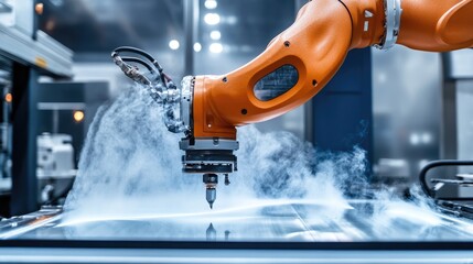 Poster - A robotic glass glazing process applying protective coatings for longevity.