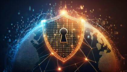 global internet security concept with binary code