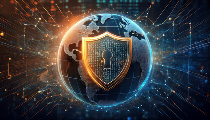 global internet security concept with binary code