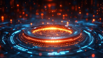 Poster - Futuristic Tech Interface:  Glowing Orange and Blue Digital Platform