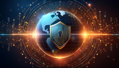 global internet security concept with binary code