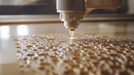 Poster - Precision laser engraving machine etching intricate patterns on ceramic surfaces.