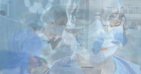 Aufkleber - Scientists in laboratory wearing protective gear conducting research and experiments
