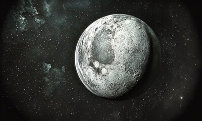 Wall Mural - Majestic View of the Moon Illuminating the Dark Cosmos Surrounded by Stars in the Infinite Night Sky